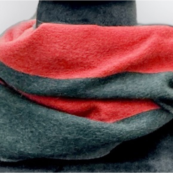 Auth Gucci Wool Cashmere Gray Red Striped Scatf Wrap Stole Muffler Ex+ - Picture 5 of 13